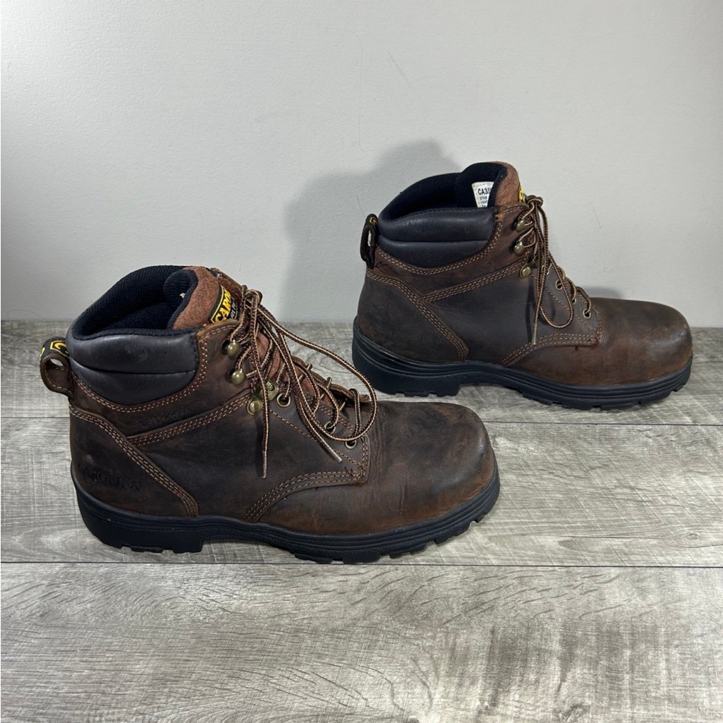 Carolina Ca3526 Waterproof Work Brown Leather Round Steel Toe Boots Size 10